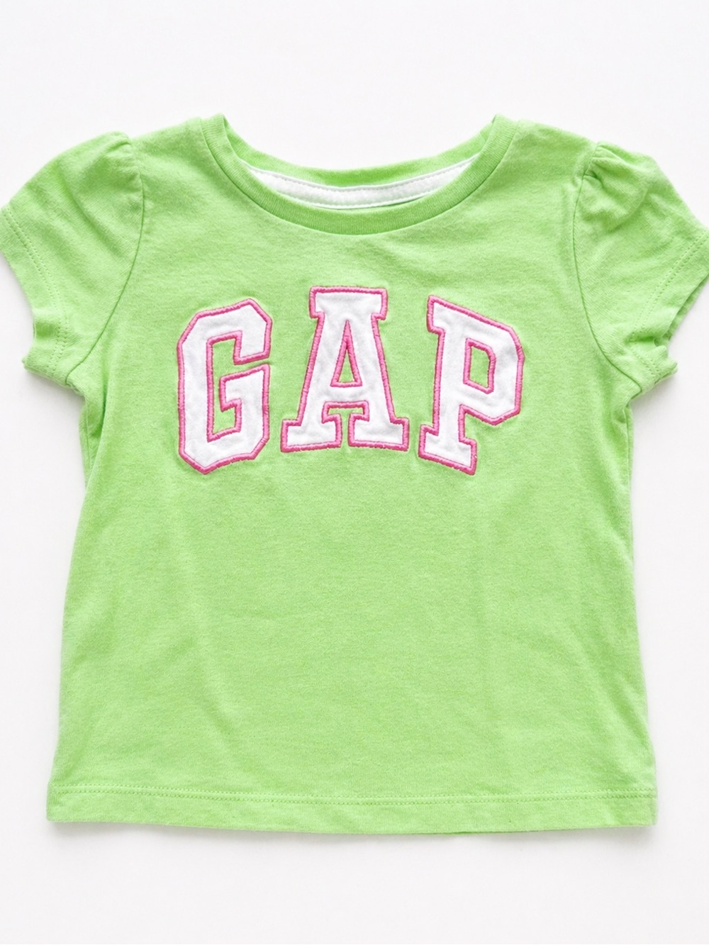 GAP Neon Lime Short Sleeve Logo Tee with Pink Trim